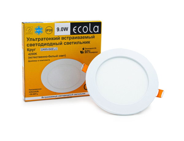 Ecola LED downlight встраиваемый. Круглый с драйвером 9W 220V 4200K ...