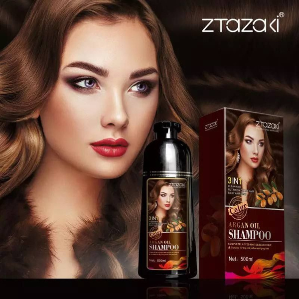 Шампунь красящий ZTAZAKI 3 в 1 LIGHT BROWN, тонирующее средство для ...