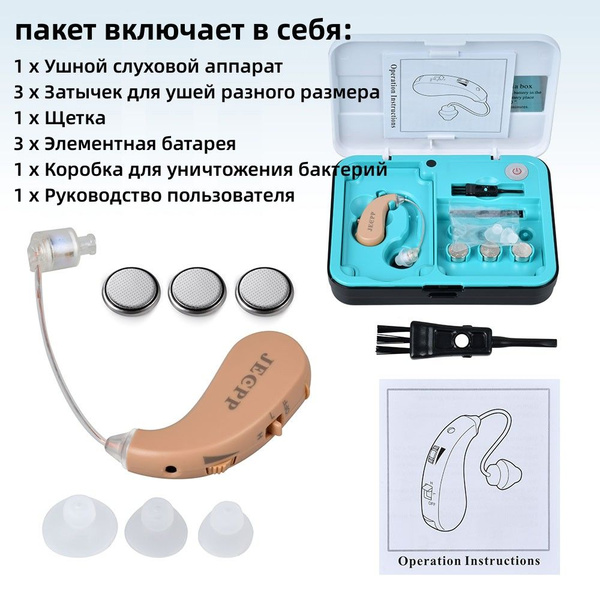 Портативный невидимый ушной слуховой аппарат Мини-усилитель звука в ухе ...