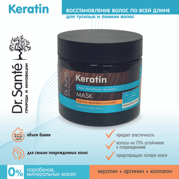 Dr.Sante Keratin Маска для тусклых и ломких волос Восстановление ...