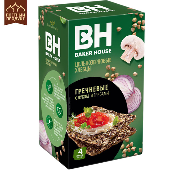 Хлебцы Baker House Скандинавские цельнозерновые гречневые с луком и ...