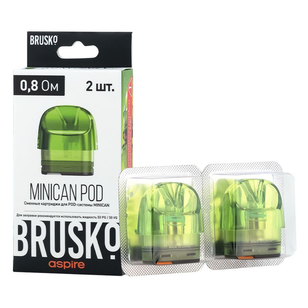 Сменный картридж Brusko Minican, 3 мл, 0.8 Oм, 2 шт Зеленый (без ...