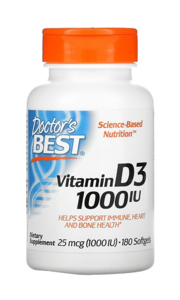 Пищевая добавка Doctors Best Vitamin D3 1000 IU 25 mcg Витамин Д3 1000 ...