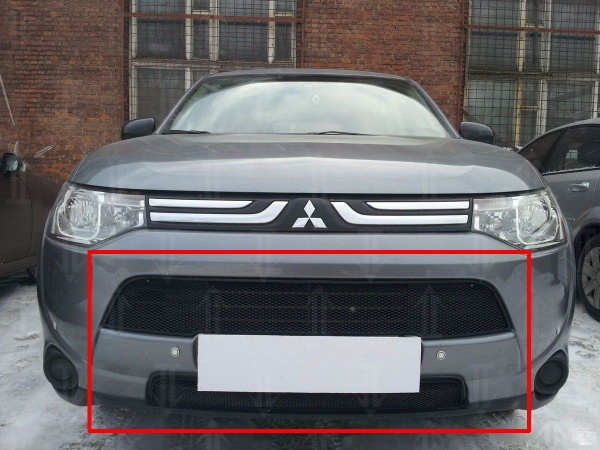 Защита радиатора черная Mitsubishi Outlander (2012-2014) (2 части ...