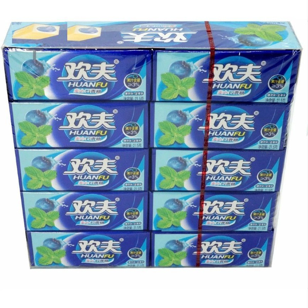 Жевательная резинка Huanfu Черника-Мята 21,5 х 20 штук купить на OZON ...