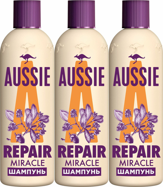 Шампунь Aussie Repair Miracle для поврежденных волос, комплект: 3 ...