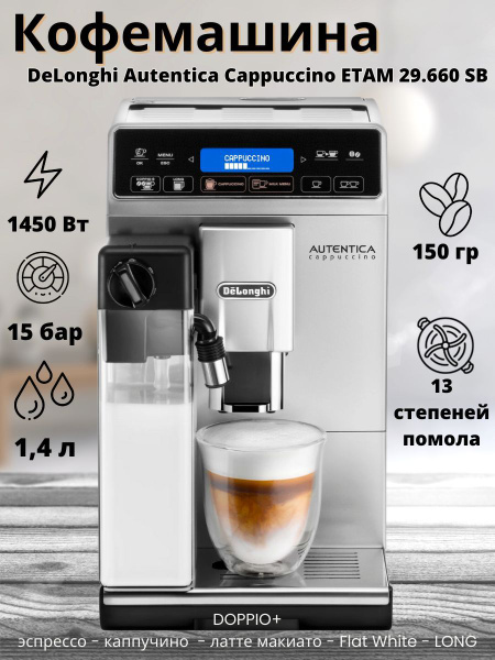 Автоматическая кофемашина DeLonghi Autentica 29, серебристый купить по ...