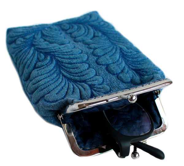 Футляр для очков из плотной ткани. Чехол мягкий дл очков женский синий ...