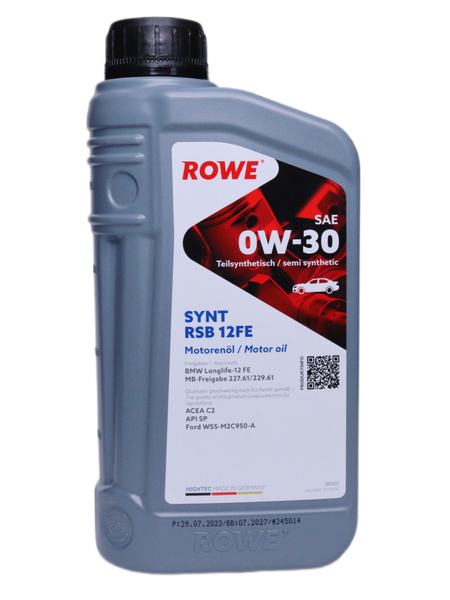 Масло моторное ROWE 0W-30 Полусинтетическое - купить в интернет ...