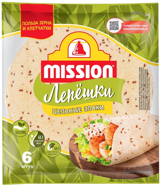 Лепешки пшеничные MISSION Deli тортильи со злаками, 250 гр*4 шт ...