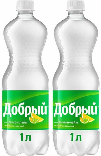 Газированный напиток Добрый лимон-лайм, комплект: 2 упаковки по 1 л ...