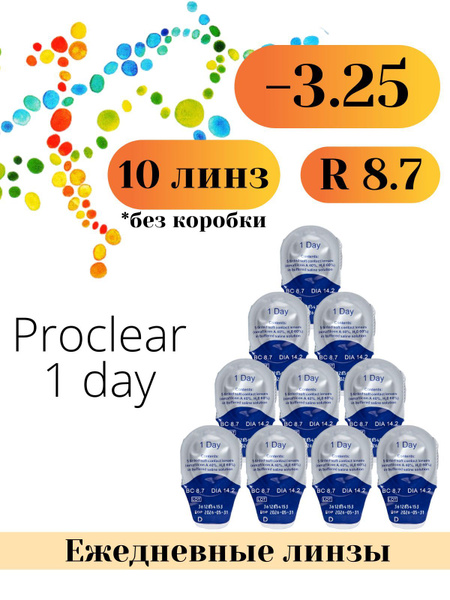 Однодневные линзы -3.25 Проклер 1 Day 10 линз (без коробки) - купить с ...