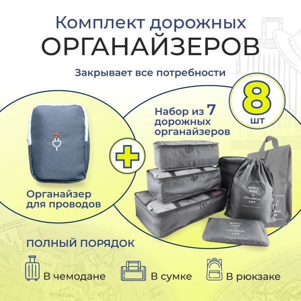 Характеристики Комплект из 7 чехлов для одежды и обуви + органайзер ...