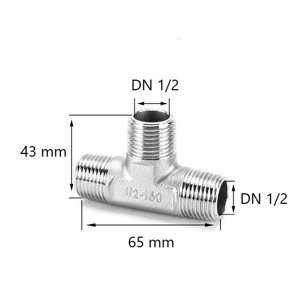 Тройник из нержавеющей стали AISI 304 DN1/2 Резьба ННН PN 63, TDN1 ...