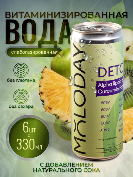 Газированный напиток Detox 6 шт. в банке 330 мл без сахара ...
