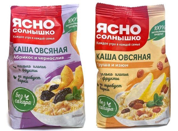 Каша овсяная Ясно Солнышко Чернослив и Абрикос / Груша и Изюм - купить ...