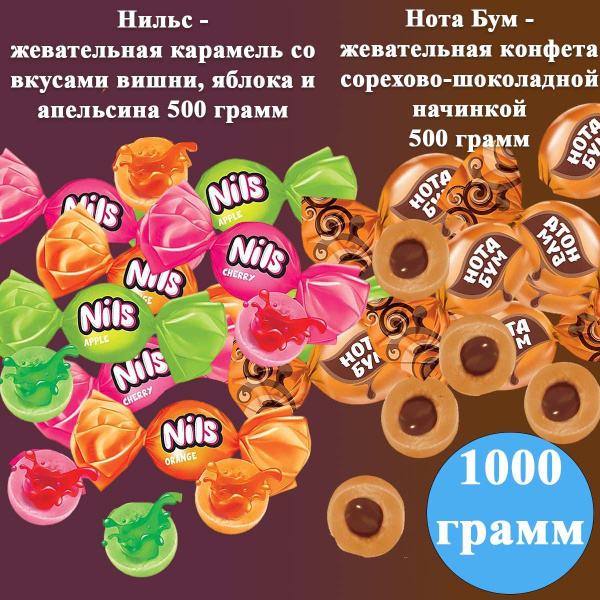 Конфеты МИКС Нильс+ Нота бум с ореховой чинкой 1000 грамм КДВ - купить ...