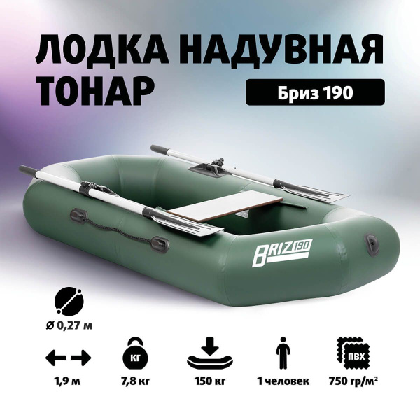 Лодка одноместная надувная ПВХ Бриз 190 зеленый - купить по выгодной ...