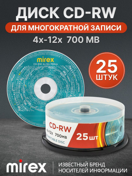 Mirex Диск для записи CD-RW, 700 МБ, 25 шт - купить с доставкой по ...
