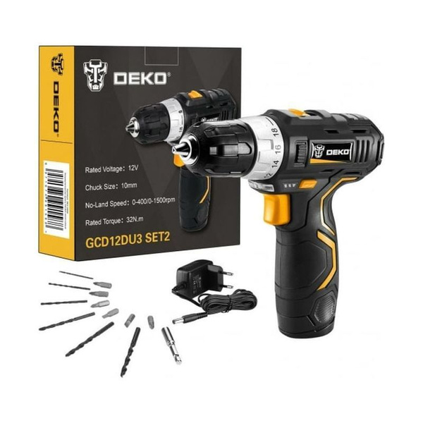 Аккумуляторная дрель-шуруповерт DEKO GCD12DU3 SET2 FU-Li-Ion + оснастка ...