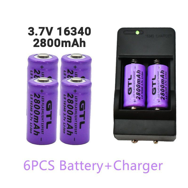 2800 mAh Заряжаемый 3,7 В литий - ион 16340 Аккумулятор LED фонарик ...