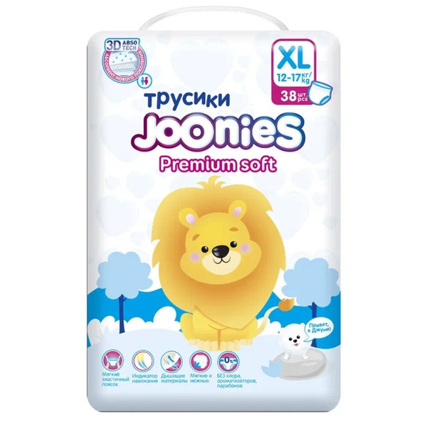 Joonies Трусики Premium Soft, XL (12-17 кг.), 38 шт. - купить с ...