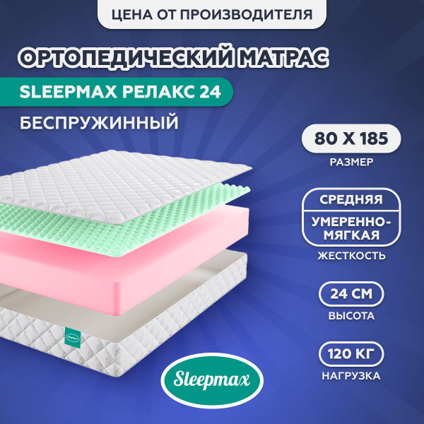 Матрас Sleepmax 379757567, Беспружинный, 80 - купить по выгодной цене в ...