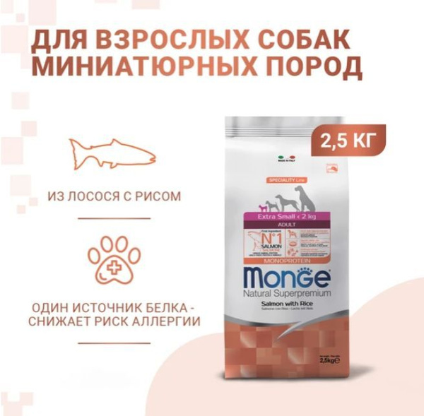 Сухой корм Monge Dog Speciality Line Monoprotein Extra Small для ...