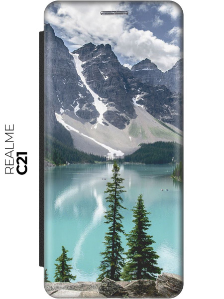 Чехол-книжка Озеро и горы на realme C21 / Рилми С21 черный - купить с ...