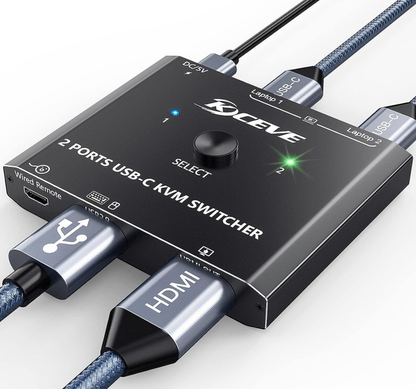 Коммутатор KCEVE KVM-переключатель HDMI USB C 4K@60Гц - купить по ...