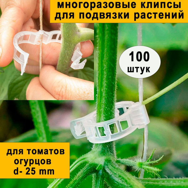 Клипсы для опоры растений и цветов в саду набор 100 штук купить на OZON ...