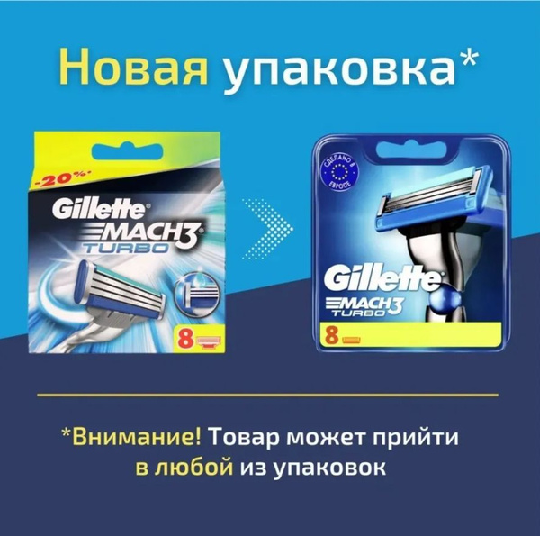 Сменные кассеты для мужских бритв Gillette Mach3 Turbo, Джилет Мак 3 ...