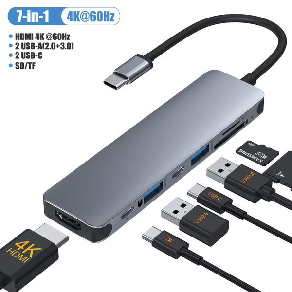 USB Type C Док-станция 7 в 1 USB коннектор адаптер HDMI 4K 60Гц ...