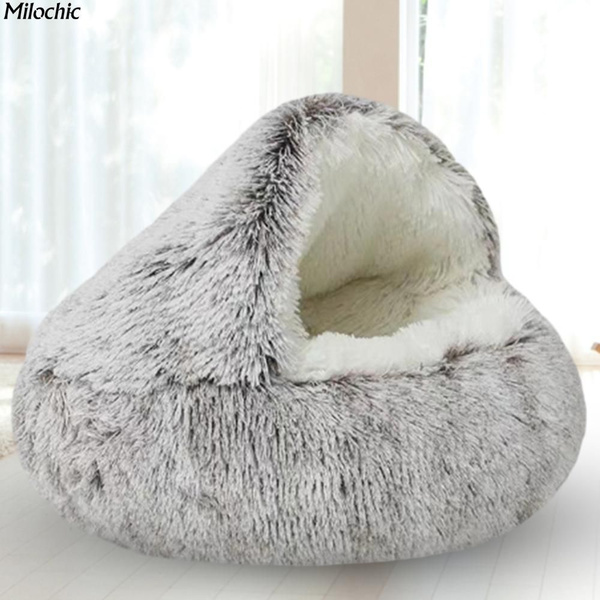 Плюшевая кровать для домашних животных круглая кошачья подушка корзина ...
