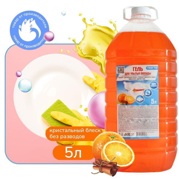 Средство для мытья посуды антибактериальное Clean Top Корица и Апельсин ...