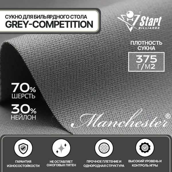 Сукно для бильярдного стола Manchester 70 Grey competition12 футов ...
