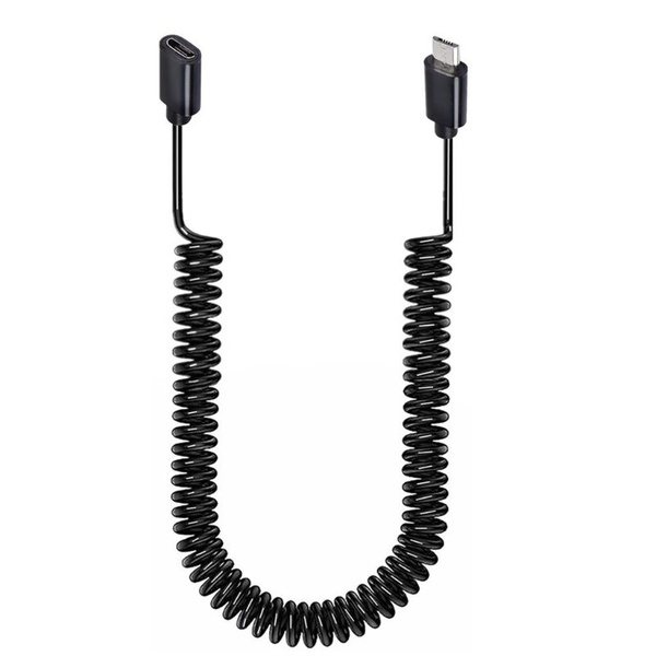 Пружинный удлинитель Micro USB от мужчины к женщине-черный-1 метр ...
