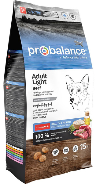 ProBalance Adult Light Beef Корм сухой для взрослых собак всех пород с ...