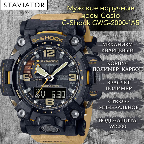 Японские наручные мужские часы Casio G-Shock GWG-2000-1A5 электронные ...