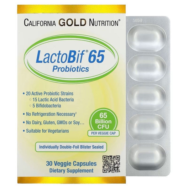 LactoBif Probiotics 65 (Лактобиф пробиотик), 65 млрд КОЕ, 30 капсул ...