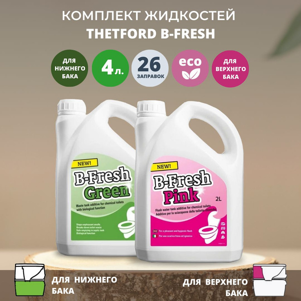 Жидкости для биотуалета Thetford B-FRESH GREEN 2L + B-FRESH PINK 2L ...