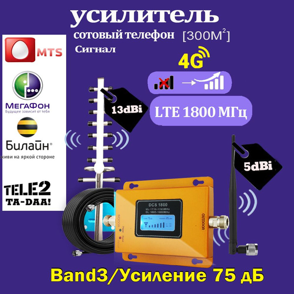 Усилитель сигнала сотового интернета Антенна 2G, 3G, 4G 900 1800 2100 ...