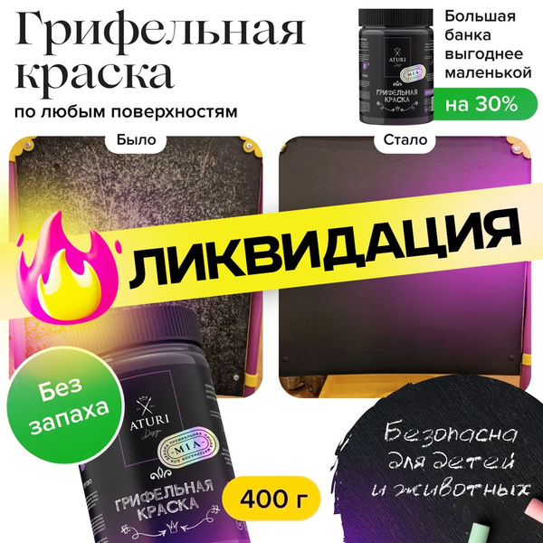 Краска Aturi Design грифельная, меловая для грифельной доски, для стен ...