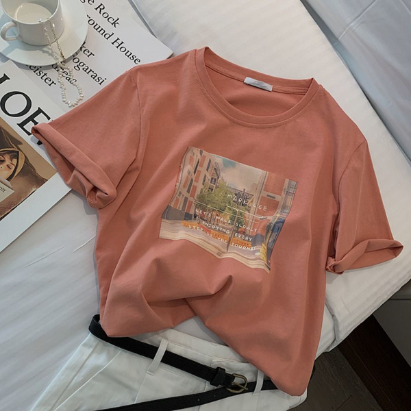 Футболка Massimo Dutti, размер 46, цвет оранжевый, хлопок - купить по ...