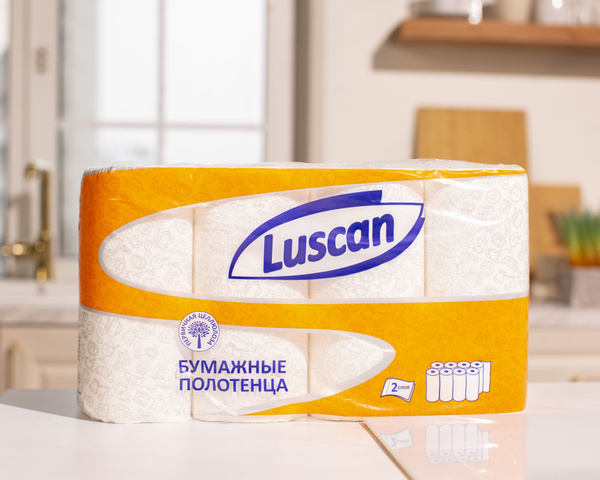 Бумажные полотенца Luscan, рулонные, двухслойные, 8 рулонов по 12,5 ...
