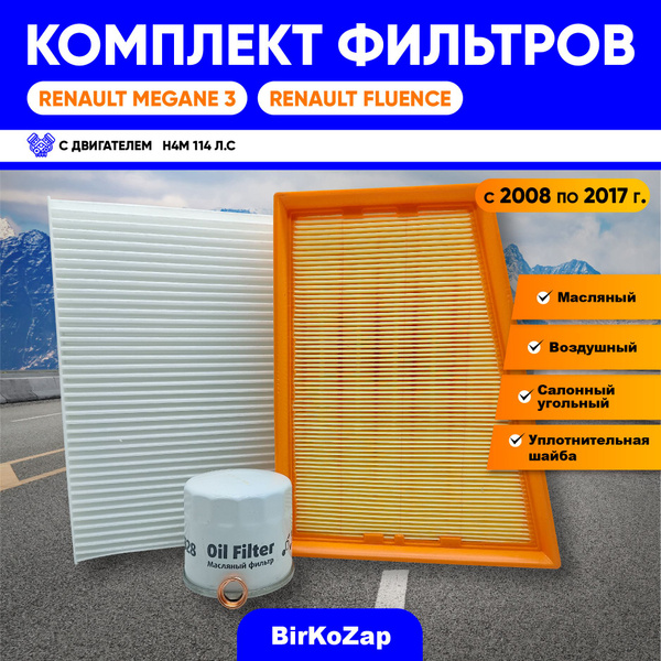Комплект фильтров на Renault Megane III/Fluence I с двигателем 1.6 (H4M ...
