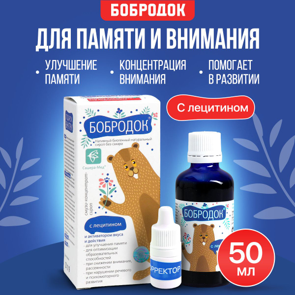Бобродок натуральный смузи концентрат, сироп для памяти и внимания, с ...