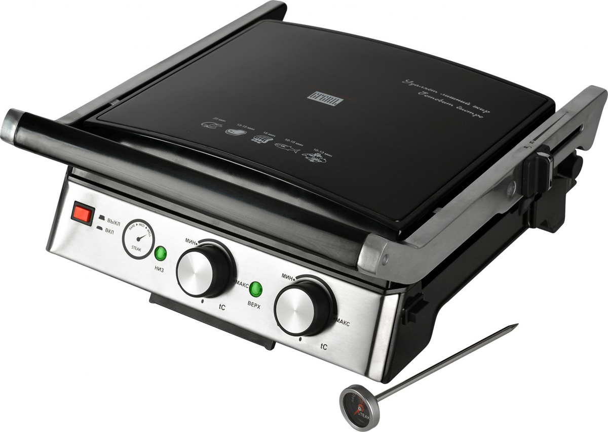 фото Электрогриль GFgril GF-165 PANINI-GRILL-GRIDDLE, серый металлик, черный