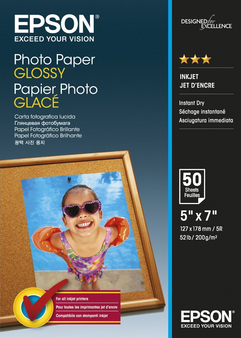 Фотобумага Epson, C13S042545, глянцевая, формат 13 x 18 см, 50 листов Фотобумага Epson, C13S042545, глянцевая, формат 13 x 18 см, 50 листов