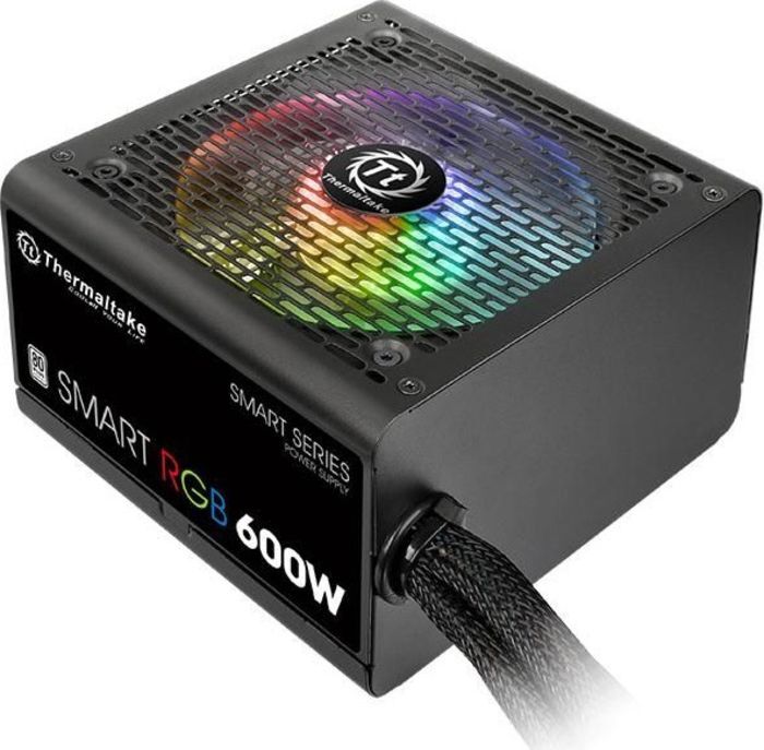 Блок питания Thermaltake ATX 600W Smart RGB 600 80+ (24+4+4pin) APFC 120mm fan color LED 5xSATA RTL